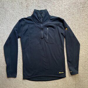 EMS Sweater Mens Medium 1/4 Zip Mock Neck Fleece Black Stretchtech Pullover